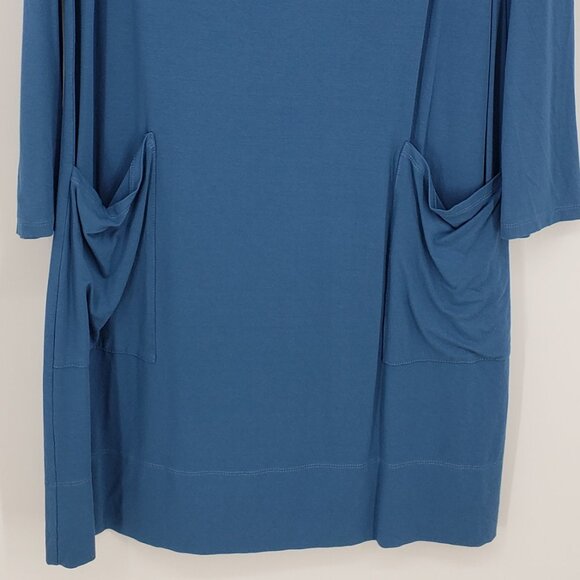 J. Jill Wearever Collection Jersey Shift Dress M Long Sleeve Pockets Blue - Picture 5 of 8